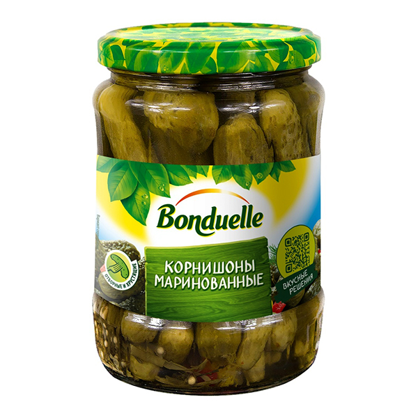 Bonduelle pickled gherkins 580 ml.
