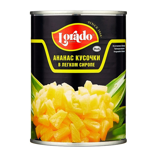 Lorado pineapple pieces in syrup 580 ml.
