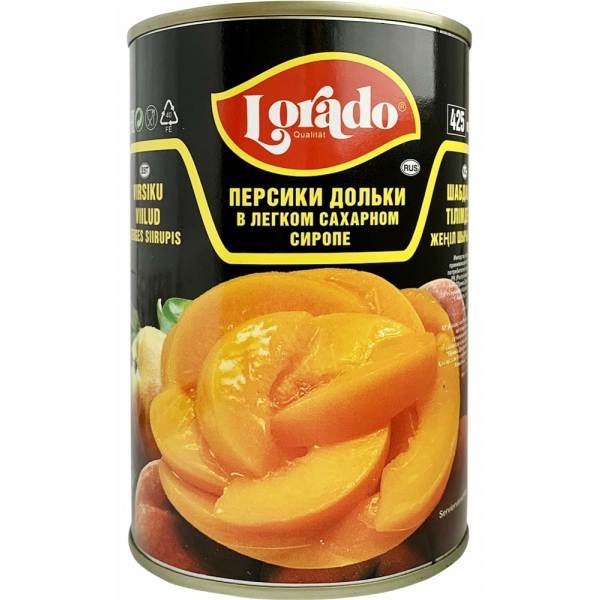 Lorado peach pieces in syrup 425 ml.
