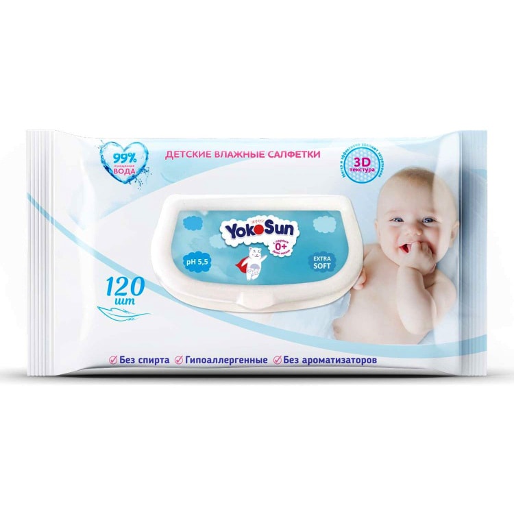 Детские влажные салфетки Yokosun Extra Soft 120 шт.