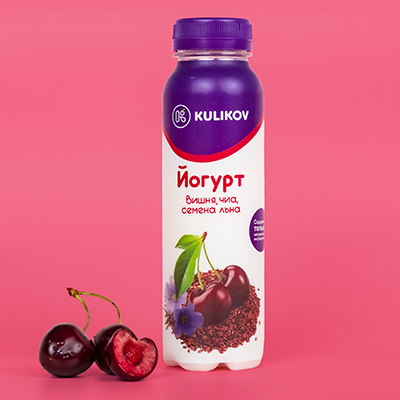 KULIKOV - Yogurt "Cherry, chia, flax seeds" 2%