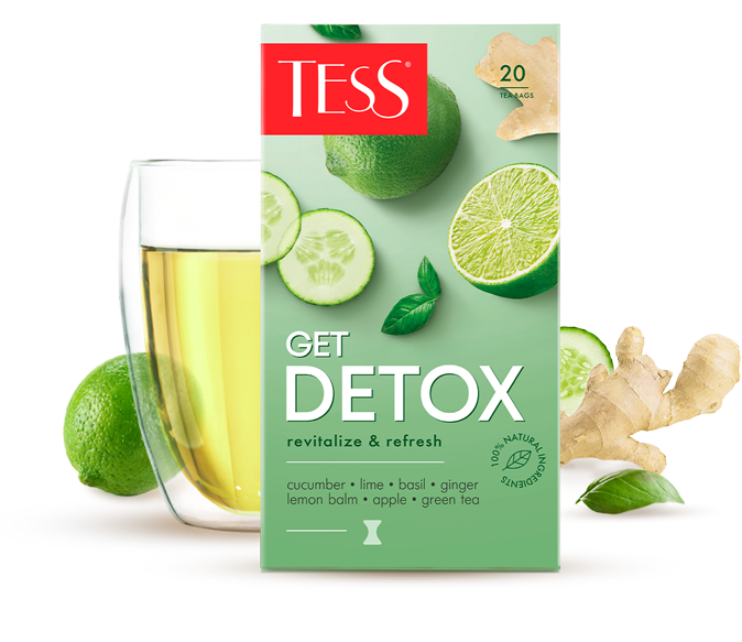 Зеленый чай с ароматом лайма и свежего огурца Detox в пакетиках 20шт
