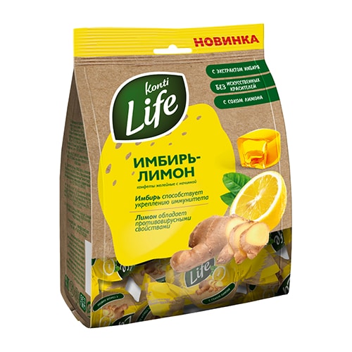 Конфеты Konti Life имбирь-лимон 250 гр.