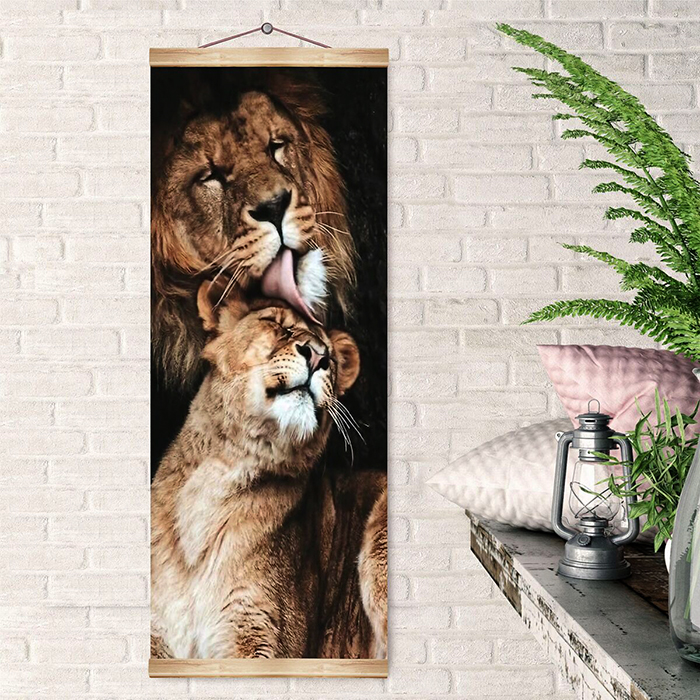 Painting by numbers 35x88 PANEL LION'S LOVE (17 colors)