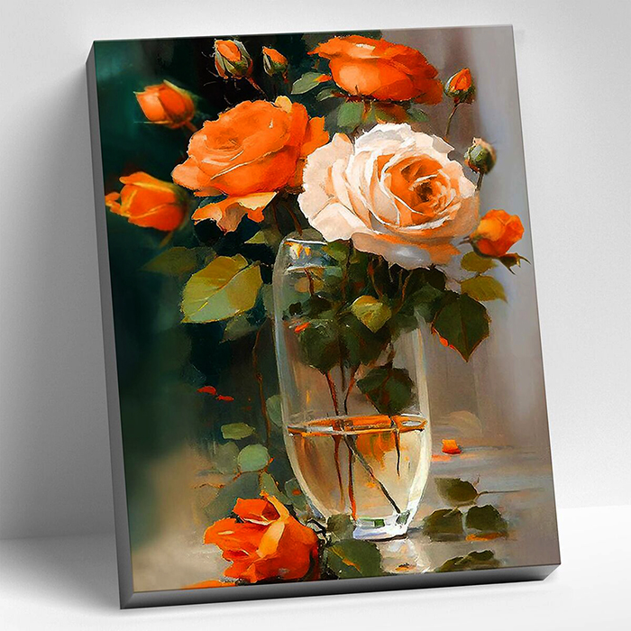 Painting by numbers (40x50) ORANGE ROSES (26 colors)