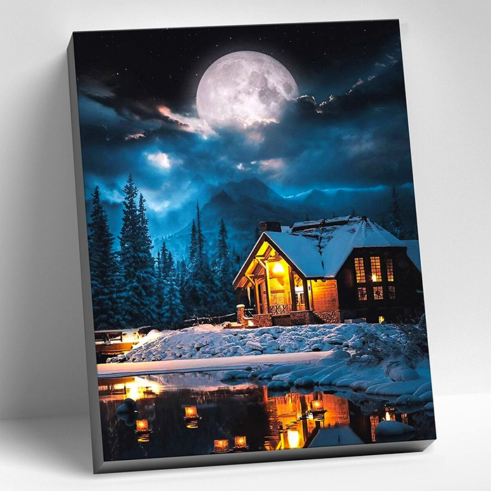 Painting by numbers (40x50) COZY WINTER HOUSE (27 colors)
