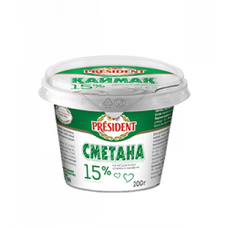 Сметана PRESIDENT 15% 200 г.