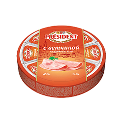 İşlenmiş peynir President, jambonlu, %45 140 gr.