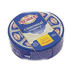 İşlenmiş peynir President, 280 gr. %45 Kremalı daire