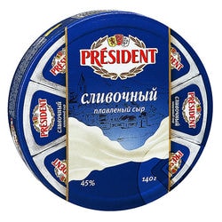 Processed cheese President, 140 gr. 45% Creamy circle
